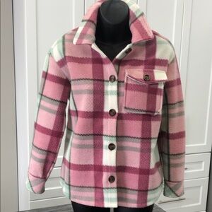 Pink Plaid Kids Pea Coat - Stylish Button Front Jacket